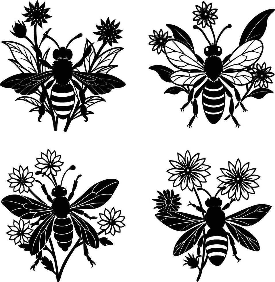Bee and Flower vector