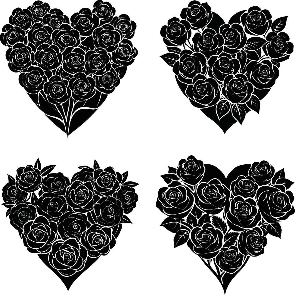 Flower Shadow Collection Decorative Dark Flower Graphics Digital Assortment for Design and Creations vector
