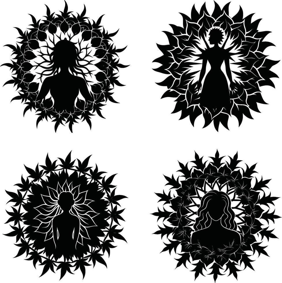 Botanical Outline Pack Decorative Black Flower Graphics Set for Artwork and Projects vector