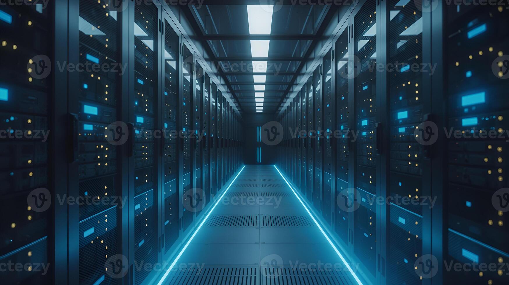 Data Center Modern Server Room with Advanced IT Infrastructure photo