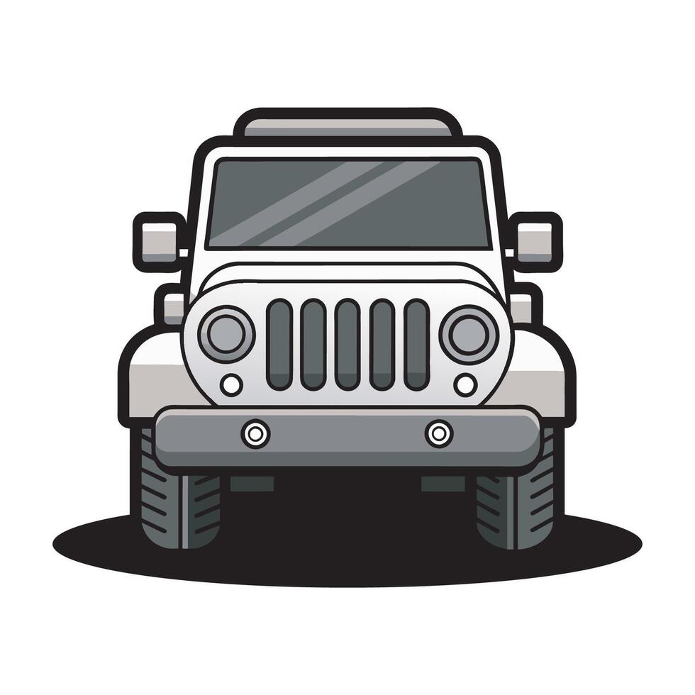 Front View Cartoon Jeep Illustration vector