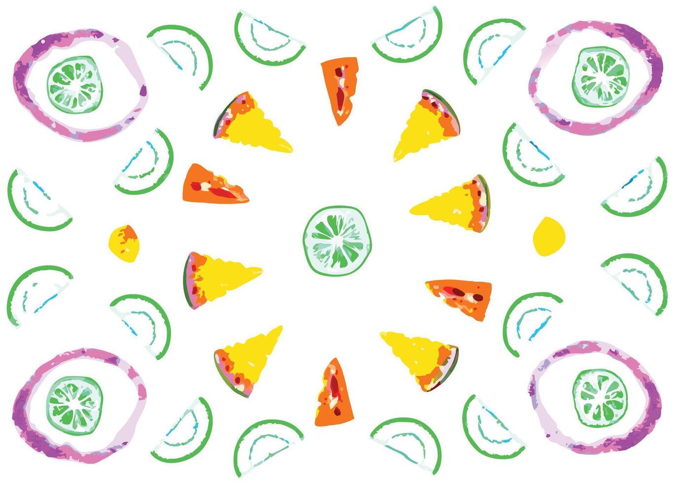 Seamless pattern of cute fruit and vegetable icons vector