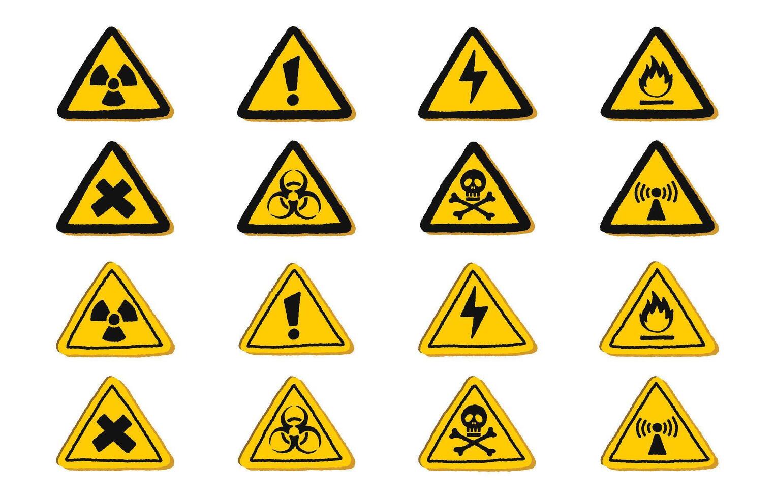 Triangle Danger Signs Collectionon a White background, illustration. vector