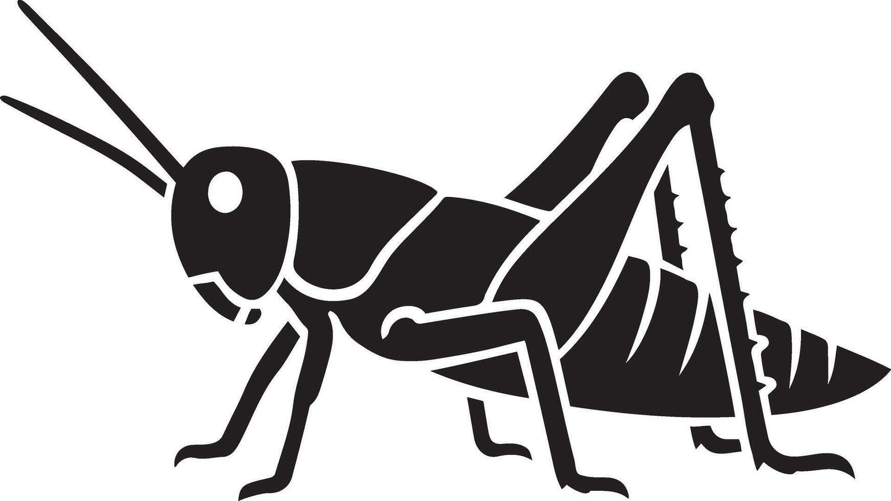 Locust silhouette black simple design, Minimal locust figure in black outline vector