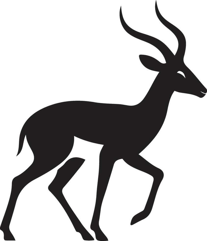 Gazelle silhouette in motion, elegant antelope artwork vector