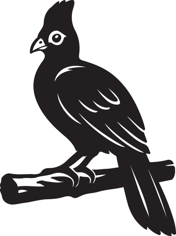 Bird perched on branch silhouette design, Minimal songbird on tree style vector