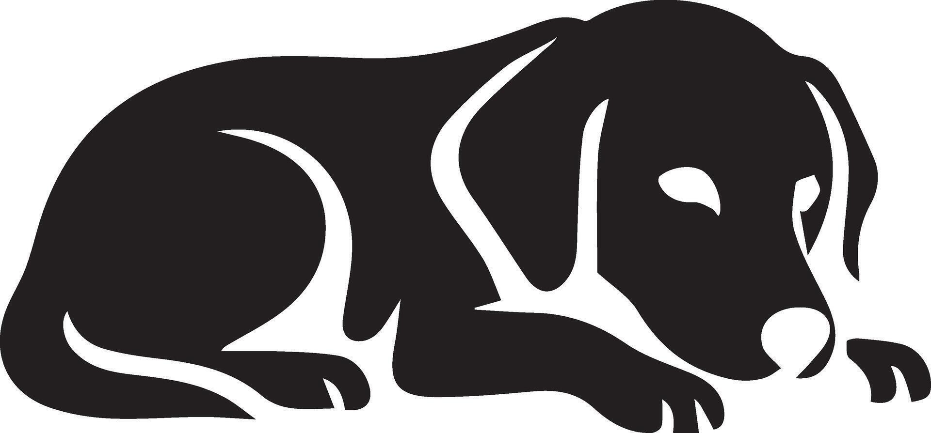 Sleeping puppy silhouette illustration, Cute dog sleeping black outline vector