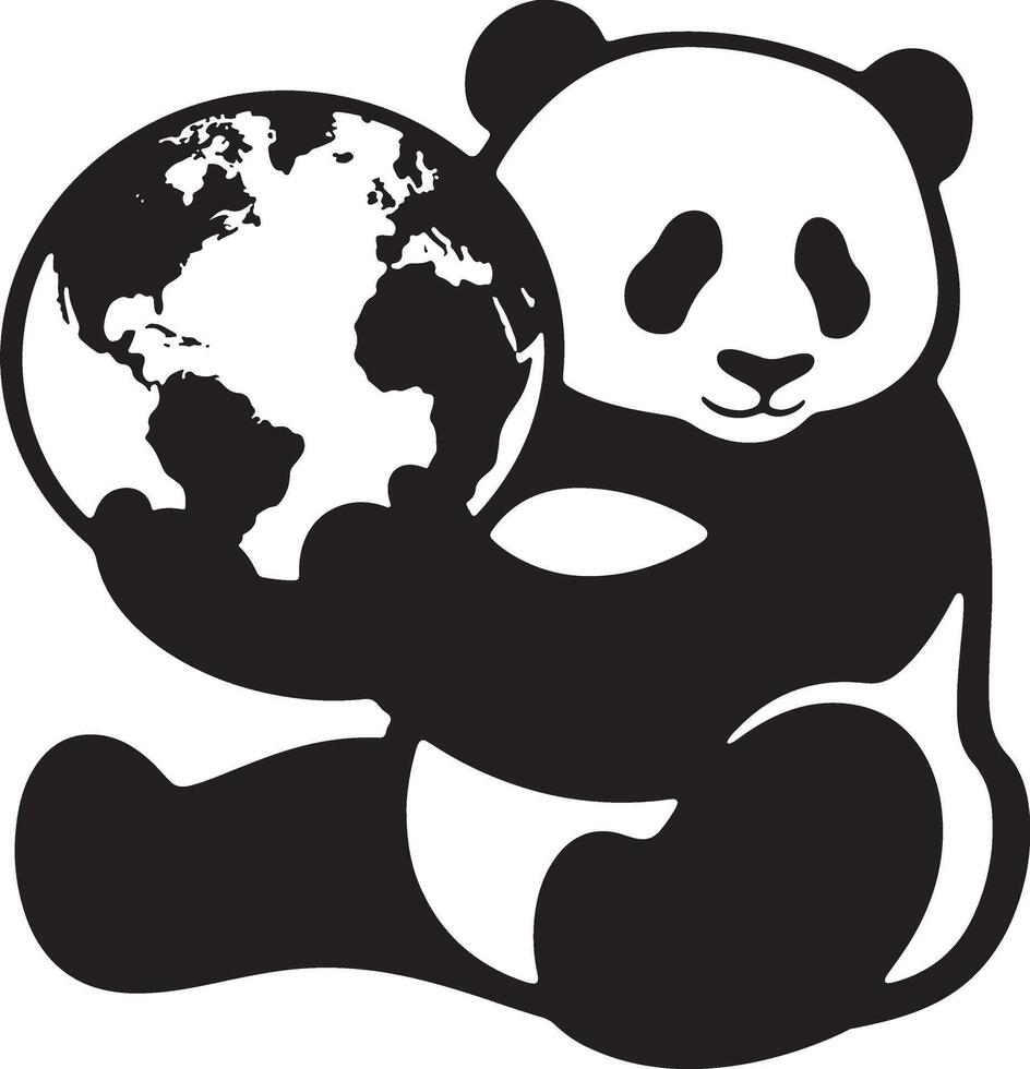 Panda with earth global protection symbol, Eco friendly panda holding the planet vector