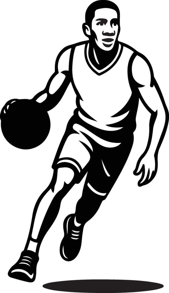 Basketball dribble motion art, player with ball in action vector