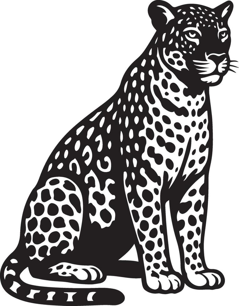 Sitting jaguar majestic animal design, Jaguar cat in regal pose illustration vector