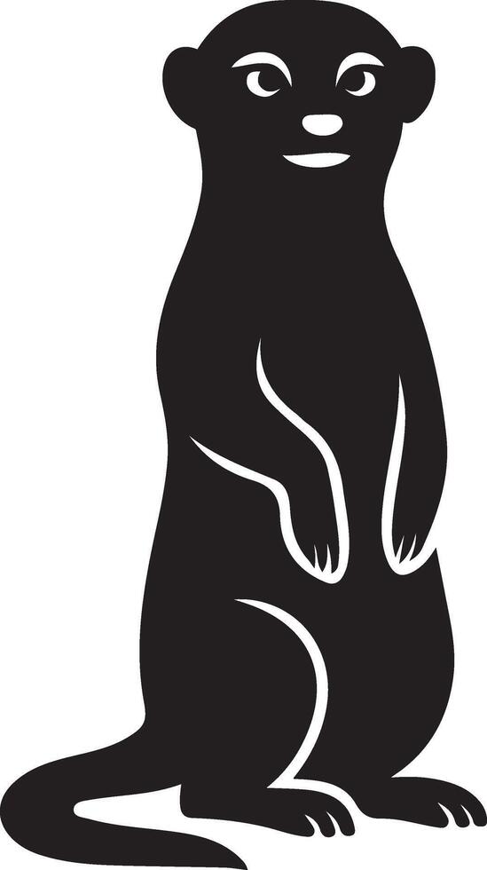 Meerkat silhouette simple black design, Standing meerkat animal minimal art vector