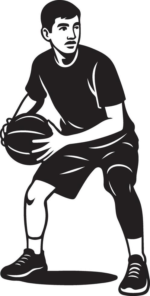 Focused athlete basketball design, player in active pose vector