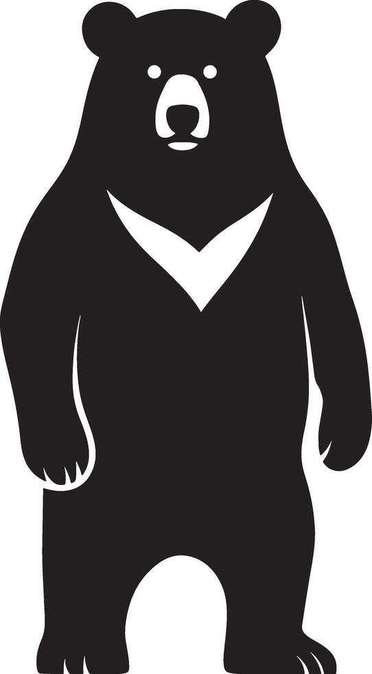 Simple bear silhouette black and white style, Minimalist bear graphic wildlife theme vector