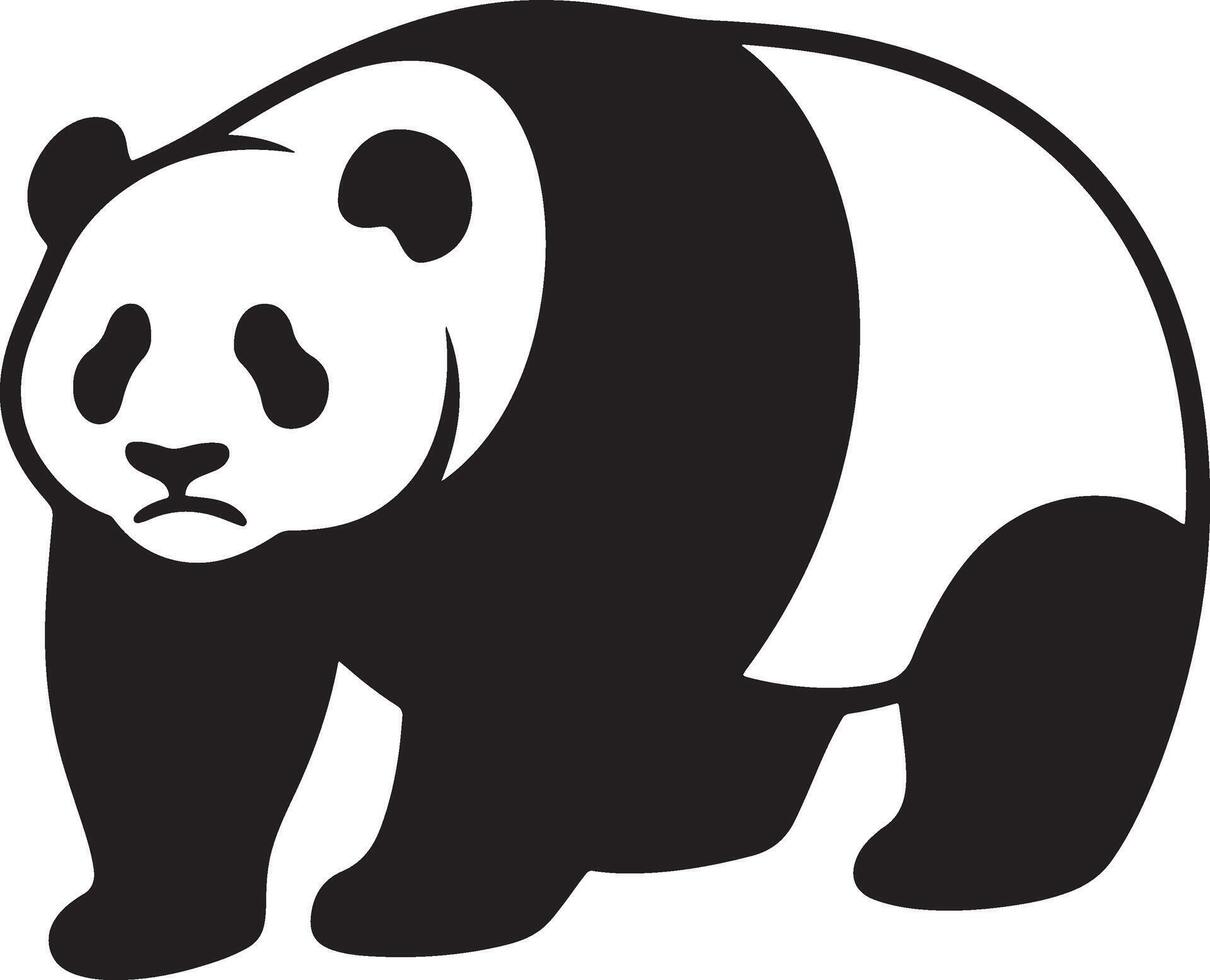 Sad panda silhouette black and white art, Emotional panda design for creative projects vector
