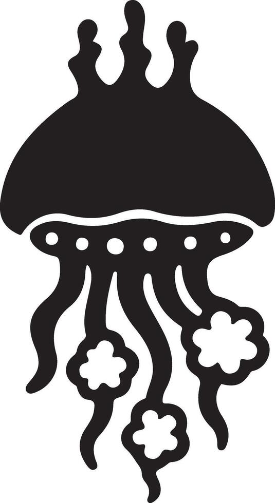 Stylized jellyfish silhouette design, Jellyfish minimal ocean animal art vector