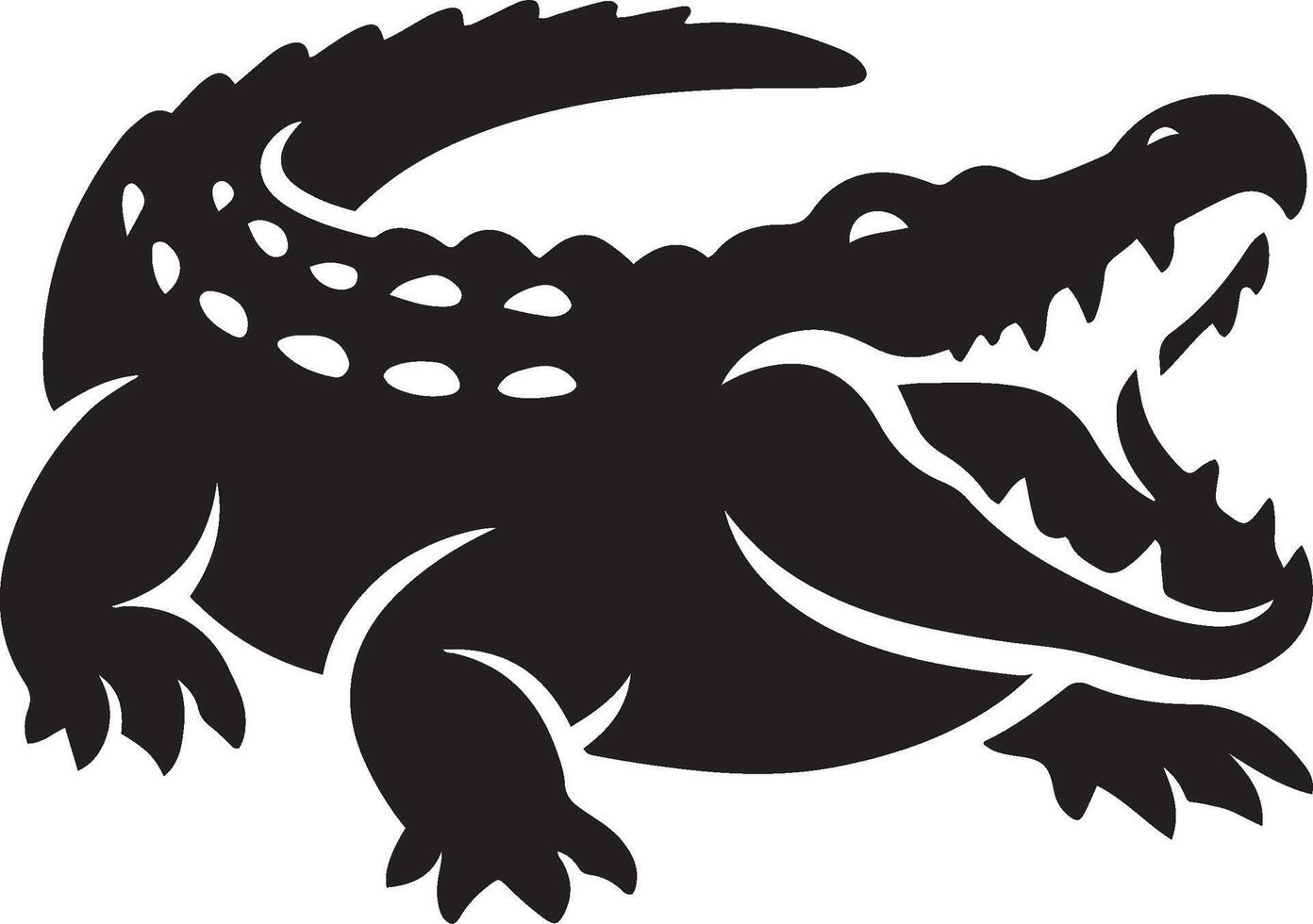 Aggressive alligator silhouette concept, Powerful reptile black line drawing vector