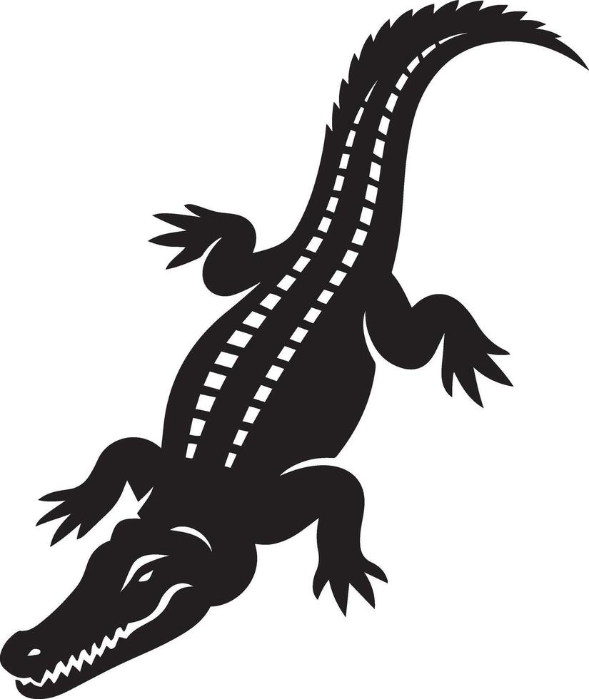 Crocodile graphic bold silhouette design, crocodile black white profile vector
