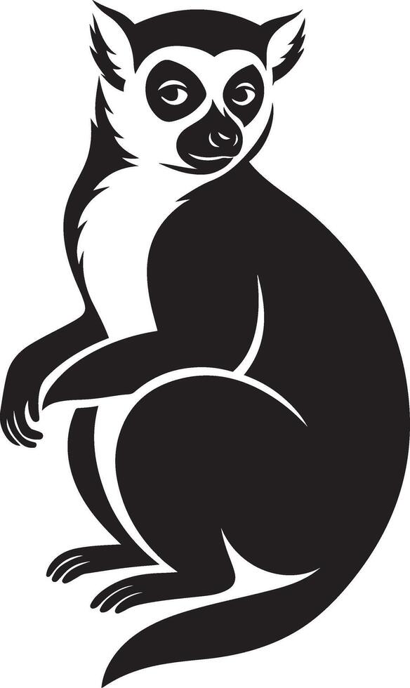 Silhouetted lemur black design artwork, Black lemur standing simple illustration vector