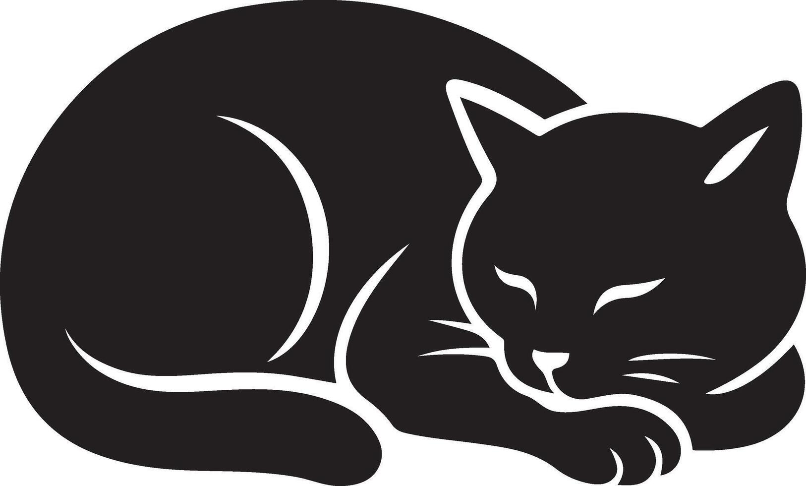 Sleeping cat design, relaxed feline silhouette vector