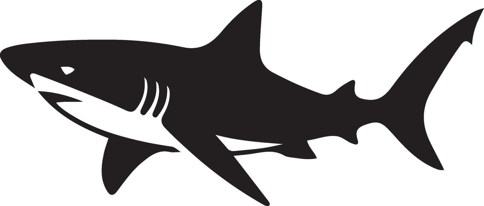 Shark silhouette on white background, Bold sea predator silhouette design vector