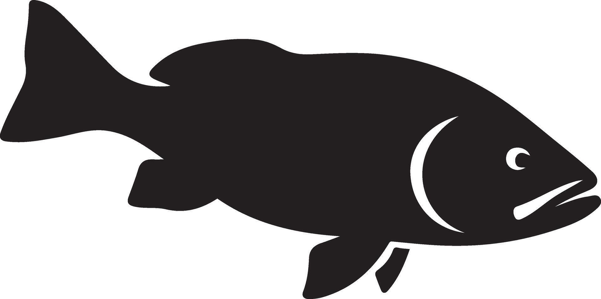 Fish black silhouette simple style, Minimal marine animal design concept vector