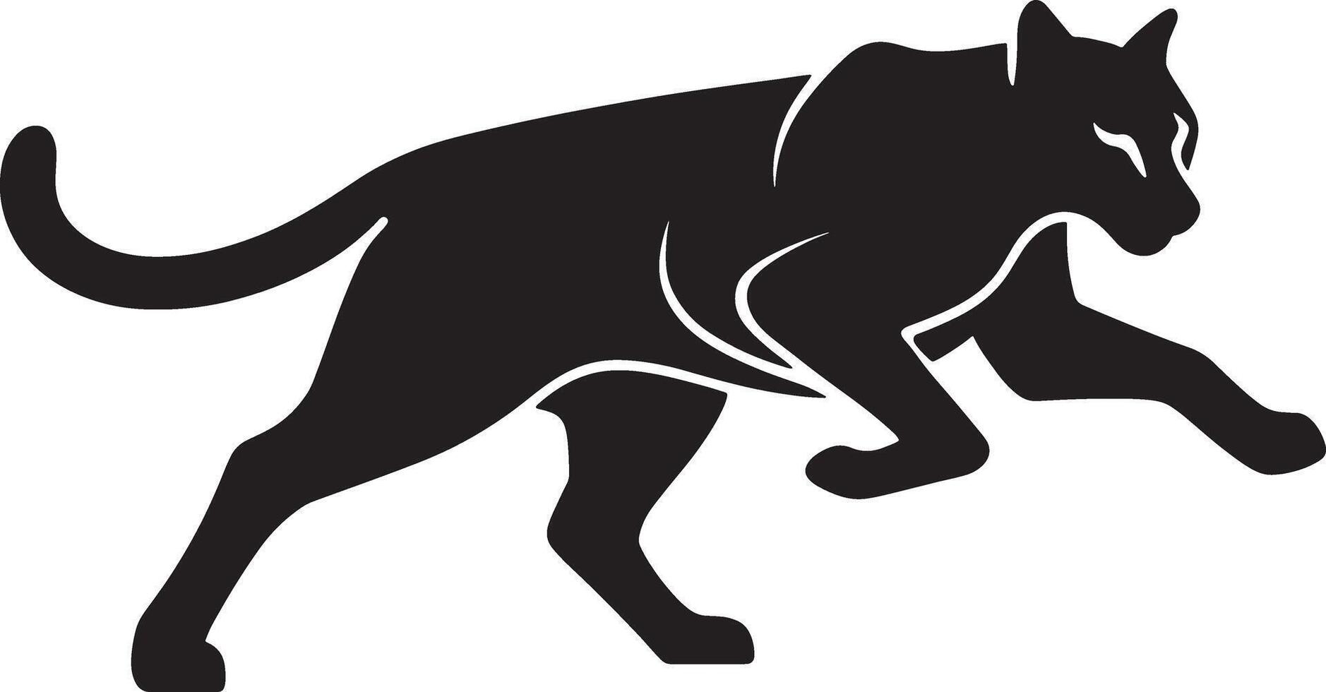 Black panther silhouette hunting pose, Powerful predator in stalking stance vector