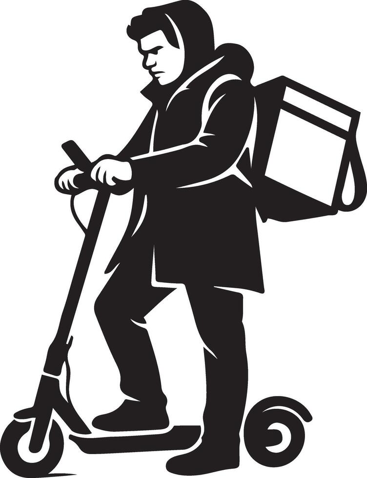 Delivery scooter rider, person on electric vehicle vector