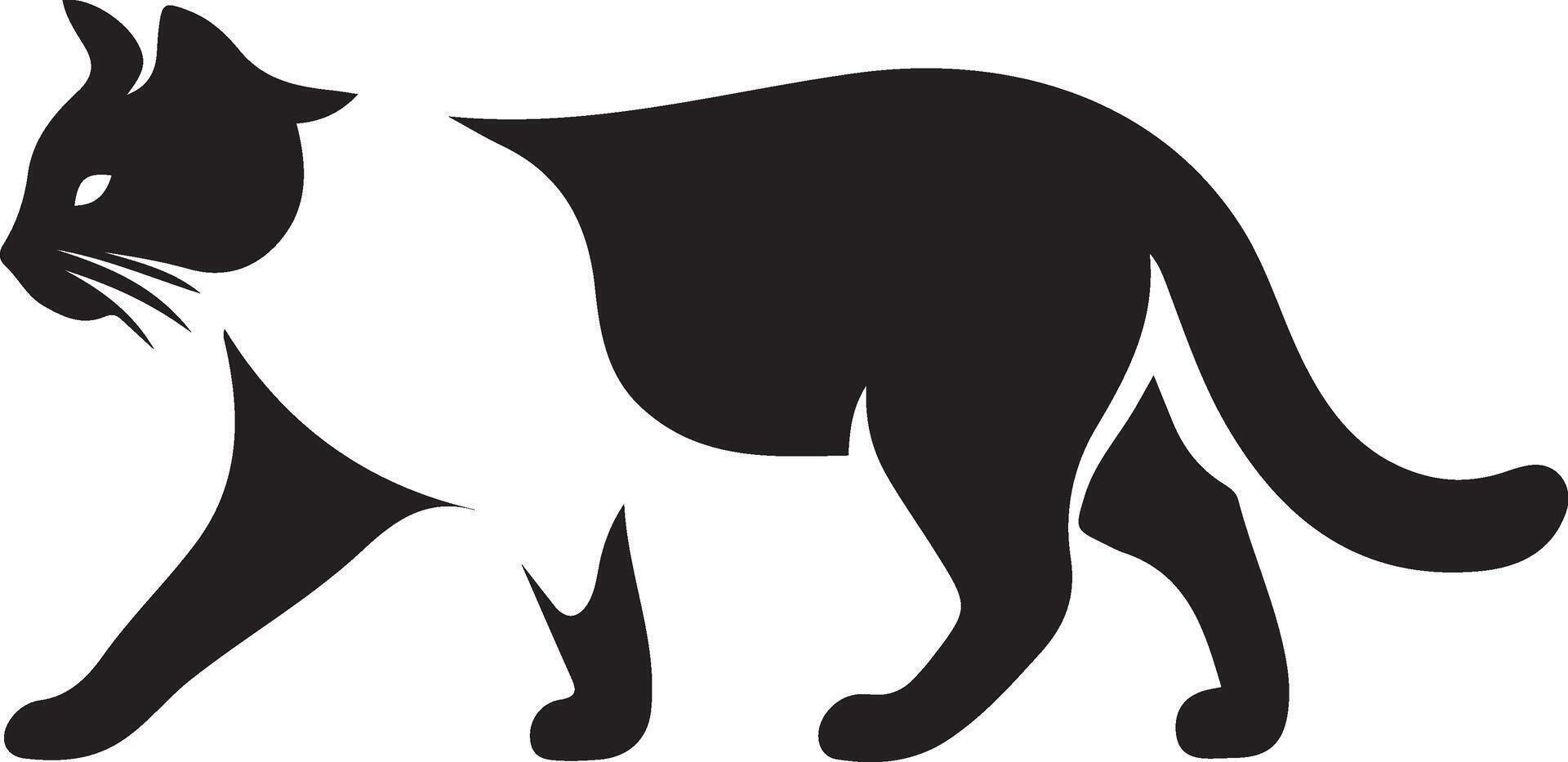 Black cat walking graphic, minimal pet silhouette vector