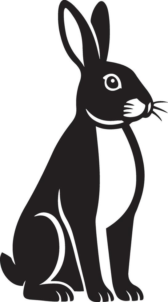 Sitting hare silhouette black and white, Hare in black simple sitting pose vector