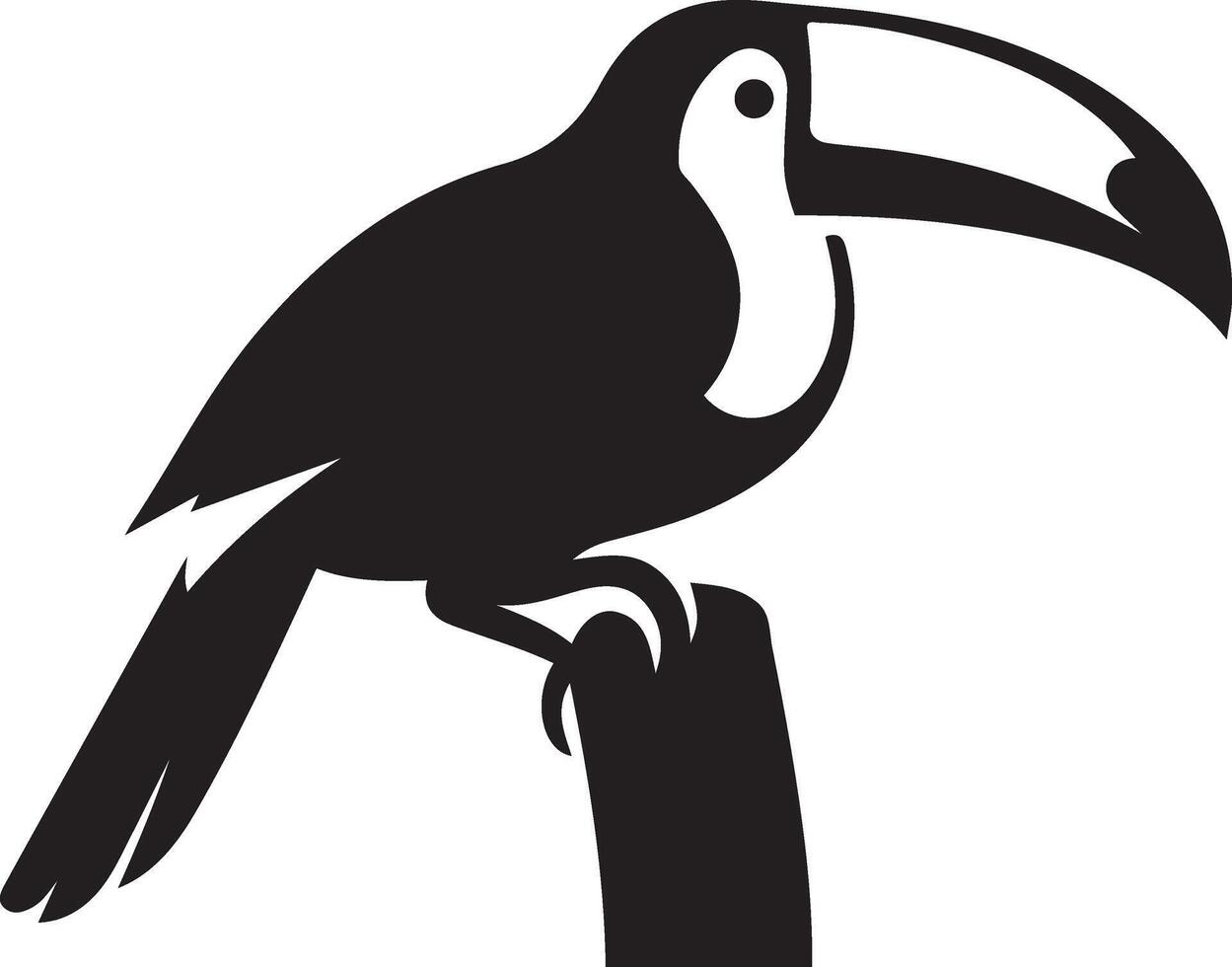 Toucan perched artwork, bird silhouette in minimal style vector