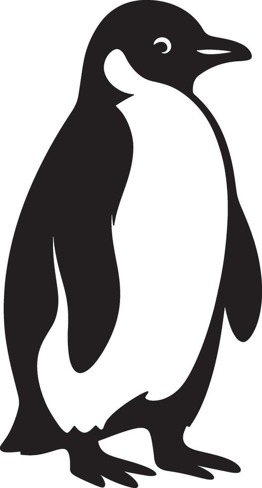 Penguin silhouette minimal black and white, Elegant penguin profile simple shape vector