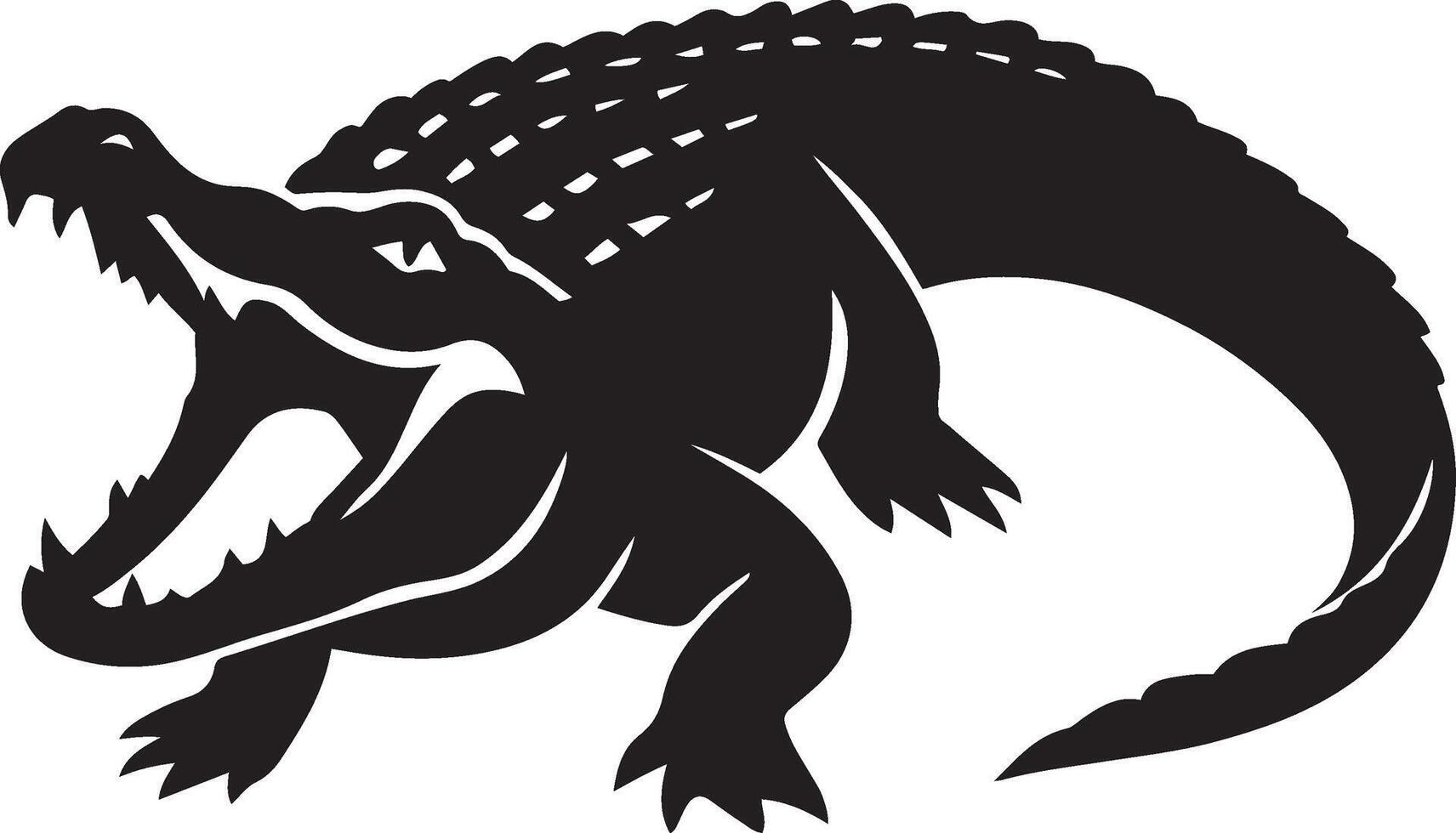 Graphic alligator silhouette strong layout, Bold reptile shape flat illustration vector
