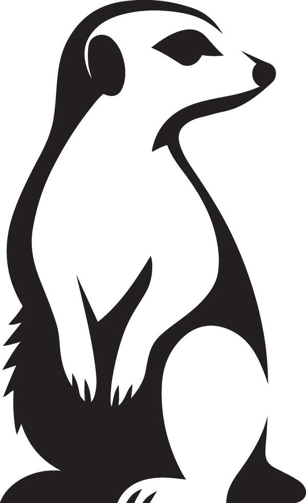 Meerkat silhouette black and white simple, Standing animal in flat design style vector