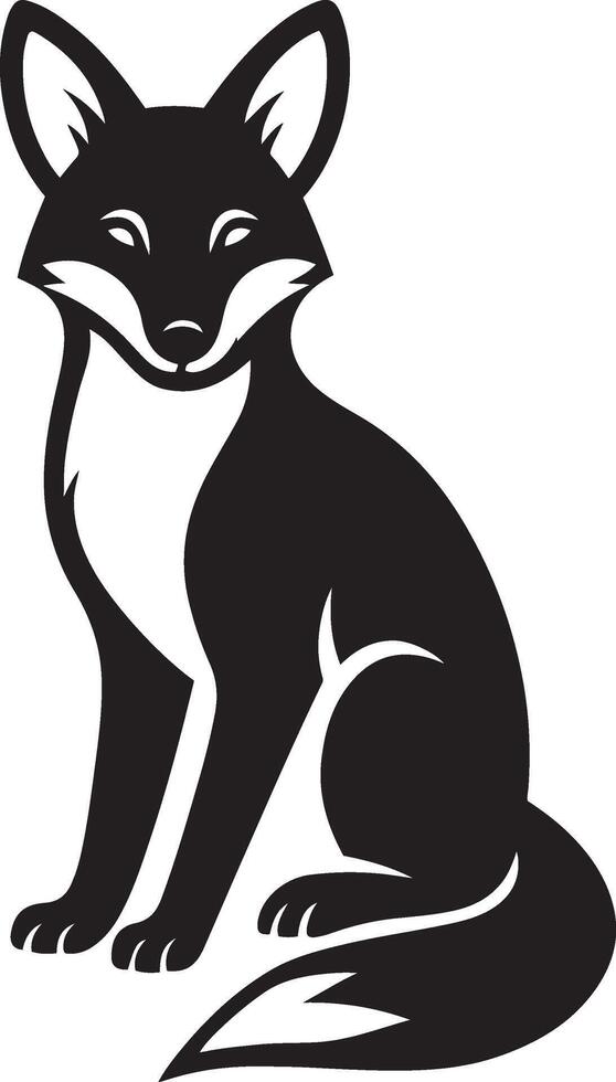 Sitting fox silhouette in black style, Black fox illustration simple sitting vector