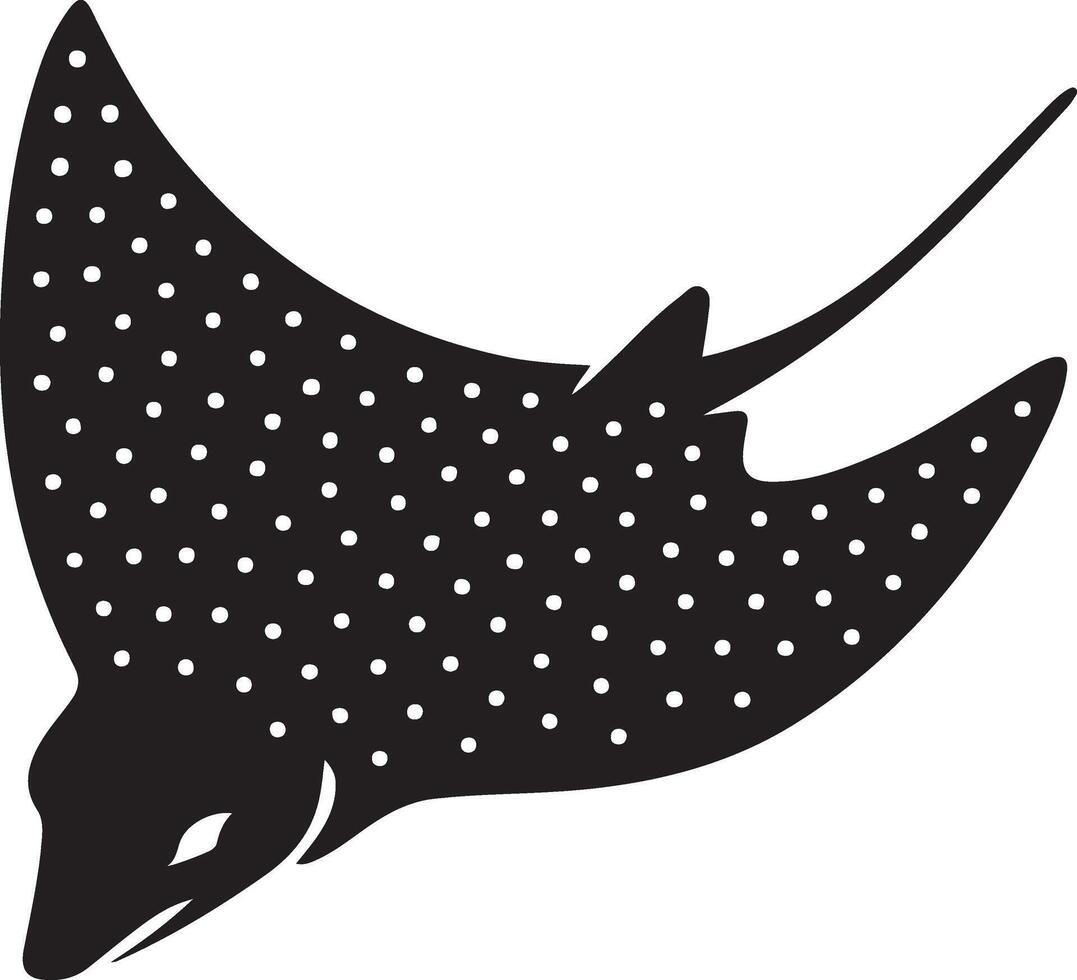 Stylish stingray black white silhouette, Artistic underwater creature design vector