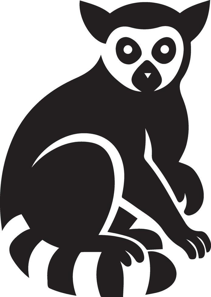 Lemur silhouette black and white, Simple lemur flat style animal shape vector