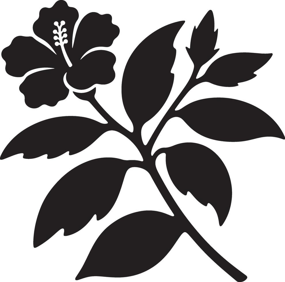 Elegant hibiscus black silhouette art, Stylish flower design in black layout vector