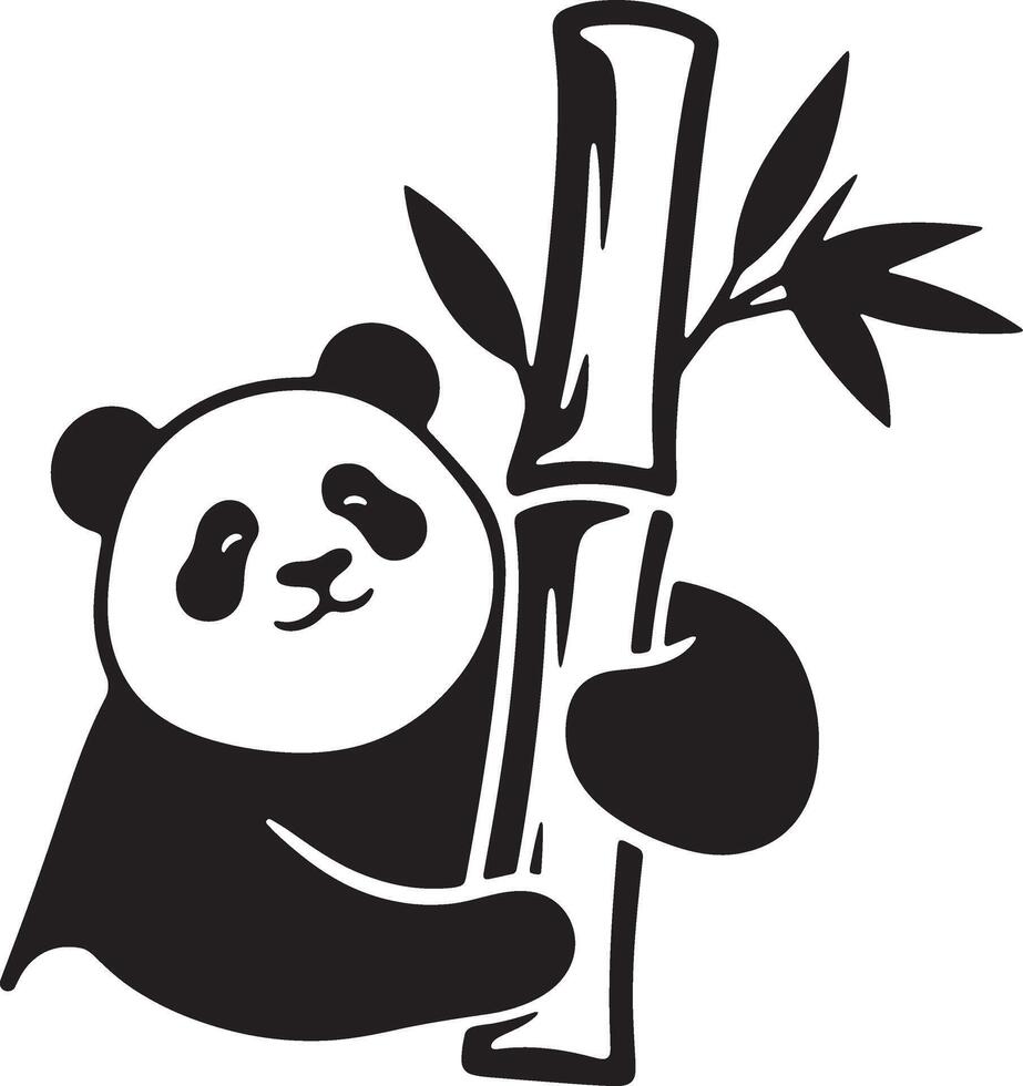 Panda holding bamboo cute children design, Sweet panda eating bamboo plant vector