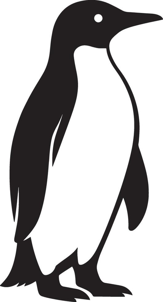 Penguin silhouette simple black and white, Standing penguin minimal arctic design vector