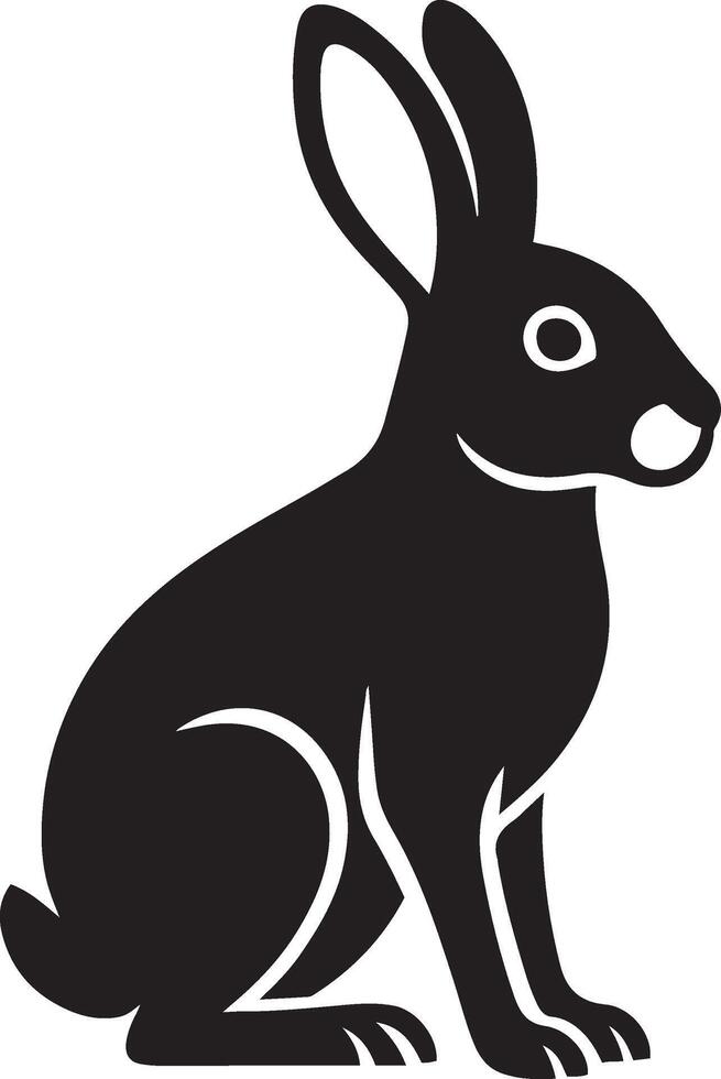Sitting hare black silhouette minimal, Simple hare seated animal shape vector