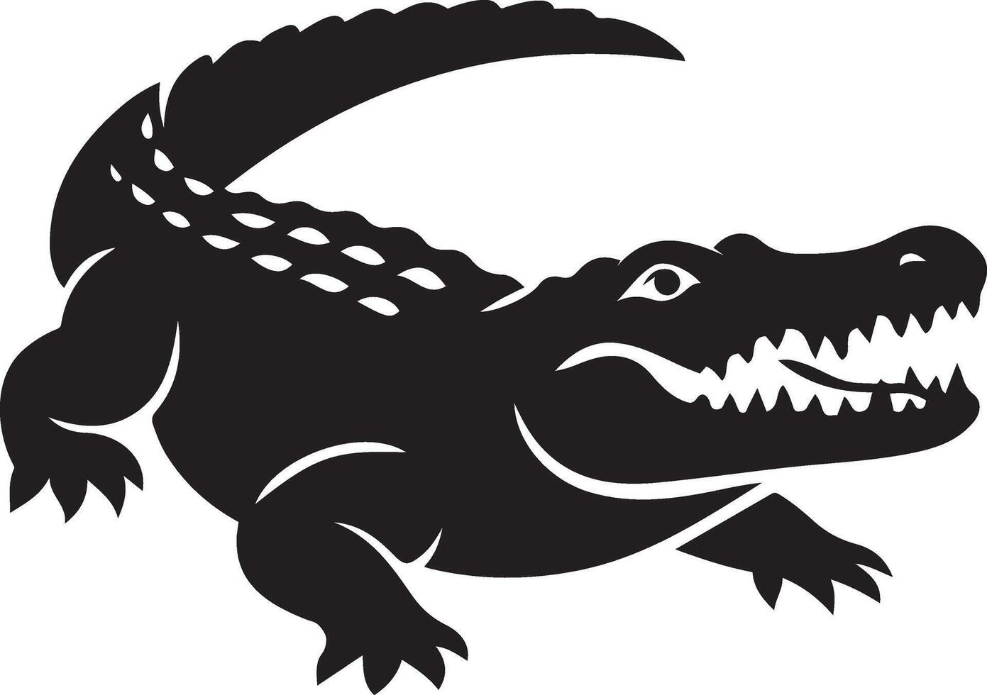 Alligator silhouette illustration, reptile in black design vector