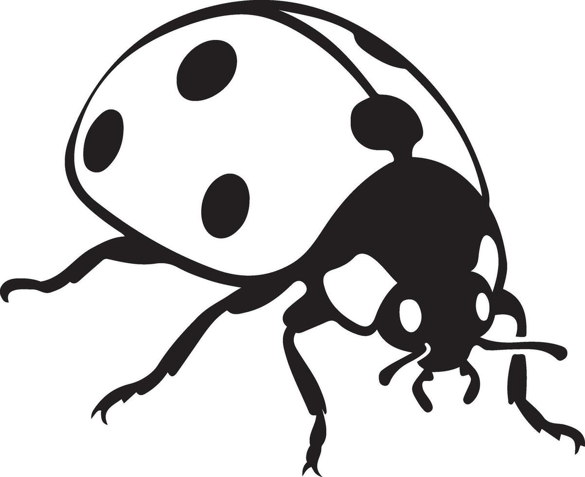 Ladybird black and white silhouette clean, Simple beetle design minimal flat style vector