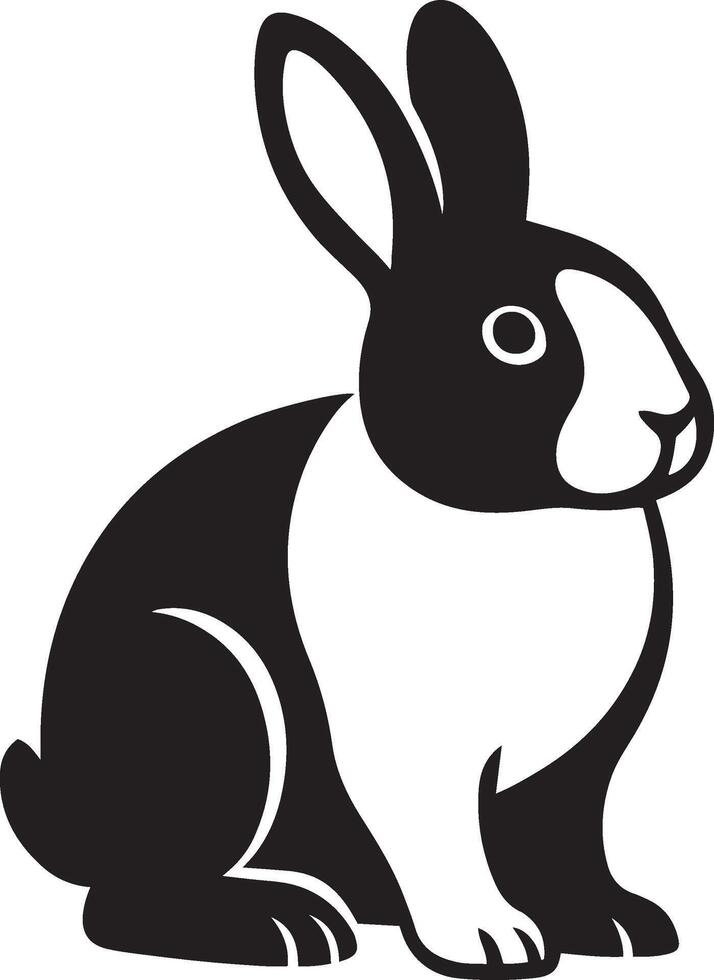 Cute rabbit black and white, Minimal design adorable bunny shape vector