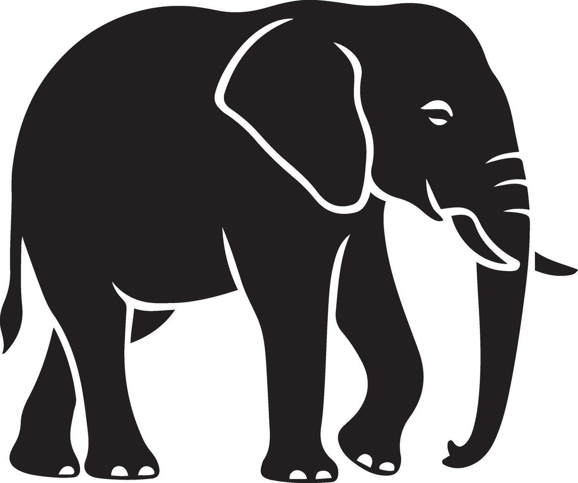 Simple elephant silhouette design, Minimal elephant black and white shape vector