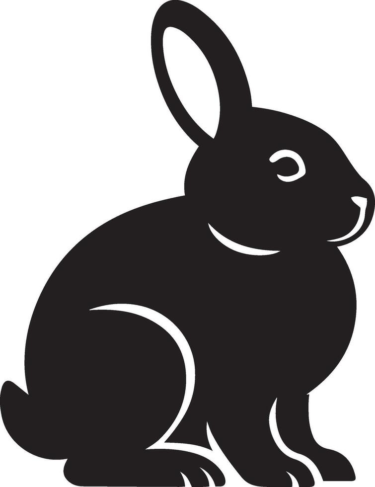 Rabbit silhouette black clean design, Standing bunny side pose image vector