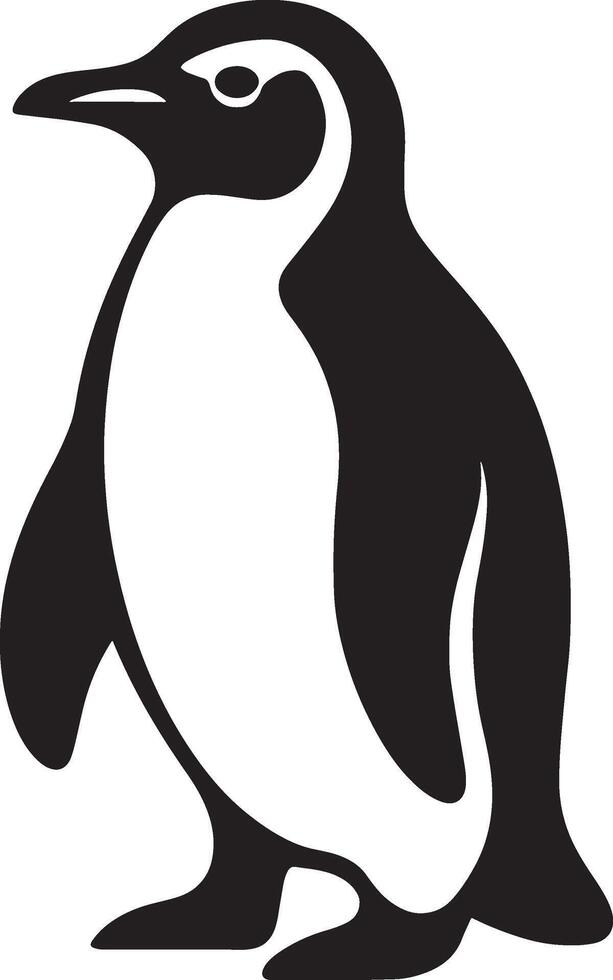 Penguin silhouette simple black and white, Minimal penguin shape flat vector