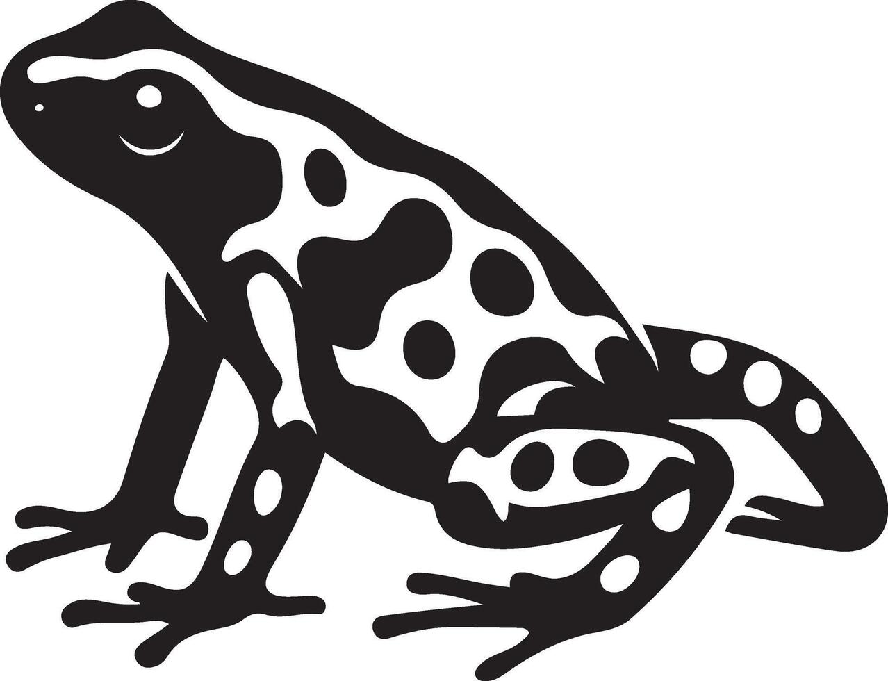 Poison dart frog black and white art, Toxic amphibian detailed line drawing vector