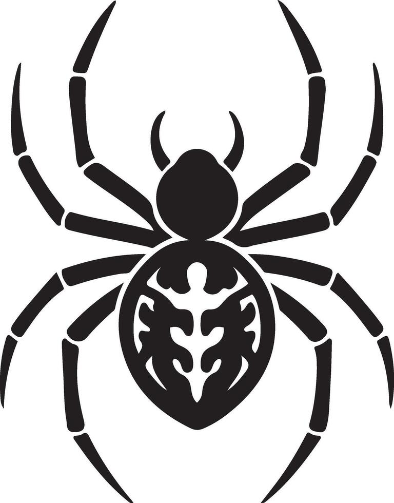 Bold spider tattoo silhouette design, Striking spider art black and white vector