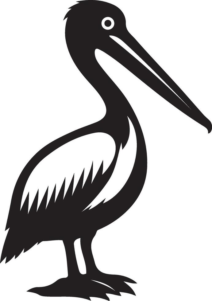 Striking pelican bird silhouette artwork, Powerful pelican simple bold design vector