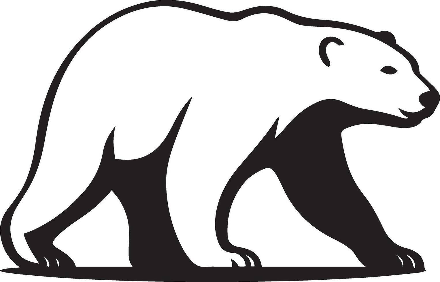 Walking polar bear black silhouette, Polar bear wildlife silhouette walking vector
